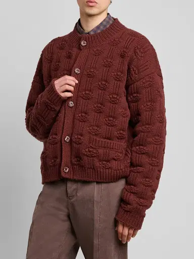 Marni Men's Fisherman Dot Wool-Cashmere Cardigan | Thumbnail 4 Marni Men's Fisherman Dot Wool-Cashmere Cardigan | Thumbnail 4