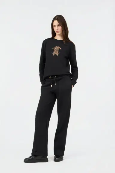 Roberto Cavalli Black Sweatshirt with Cut-Out Embroidered Logo | Thumbnail 6 Roberto Cavalli Black Sweatshirt with Cut-Out Embroidered Logo | Thumbnail 6