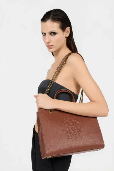 Roberto Cavalli Brown Leather Monogram RC Shoulder Bag | Thumbnail 2 Roberto Cavalli Brown Leather Monogram RC Shoulder Bag | Thumbnail 2