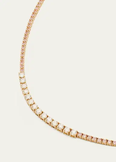Jennifer Meyer Small 4-Prong Pink Sapphire Tennis Necklace with Diamond Accents in Yellow | Thumbnail 3 Jennifer Meyer Small 4-Prong Pink Sapphire Tennis Necklace with Diamond Accents in Yellow | Thumbnail 3