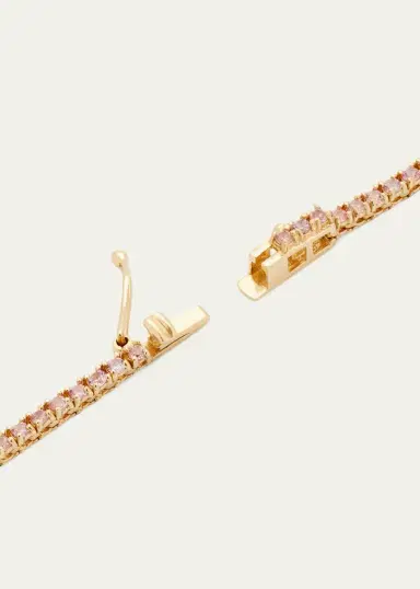 Jennifer Meyer Small 4-Prong Pink Sapphire Tennis Necklace with Diamond Accents in Yellow | Thumbnail 4 Jennifer Meyer Small 4-Prong Pink Sapphire Tennis Necklace with Diamond Accents in Yellow | Thumbnail 4