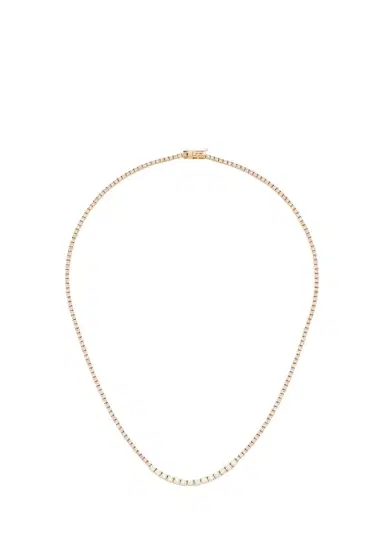 Jennifer Meyer Small 4-Prong Pink Sapphire Tennis Necklace with Diamond Accents in Yellow | Thumbnail 1 Jennifer Meyer Small 4-Prong Pink Sapphire Tennis Necklace with Diamond Accents in Yellow | Thumbnail 1