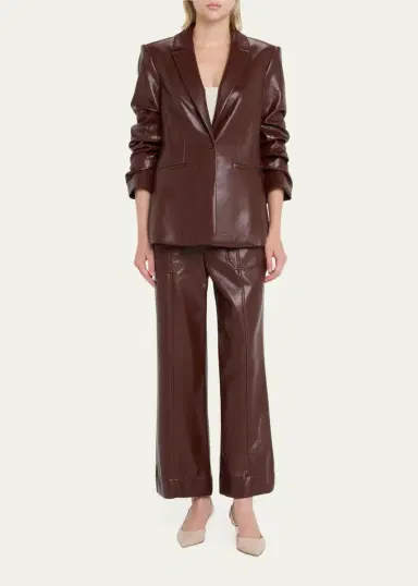 Cinq à Sept Benji Cropped Wide-Leg Faux-Leather Pants | Thumbnail 2 Cinq à Sept Benji Cropped Wide-Leg Faux-Leather Pants | Thumbnail 2