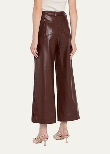 Cinq à Sept Benji Cropped Wide-Leg Faux-Leather Pants | Thumbnail 3 Cinq à Sept Benji Cropped Wide-Leg Faux-Leather Pants | Thumbnail 3
