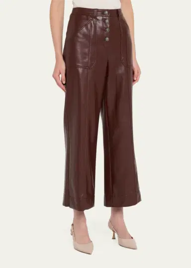 Cinq à Sept Benji Cropped Wide-Leg Faux-Leather Pants | Thumbnail 4 Cinq à Sept Benji Cropped Wide-Leg Faux-Leather Pants | Thumbnail 4