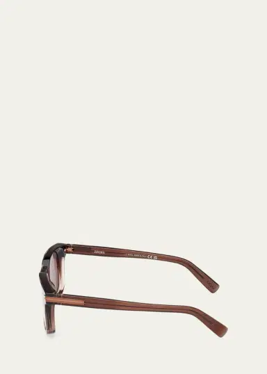 Zegna Men's Acetate Rectangle Sunglasses | Thumbnail 3 Zegna Men's Acetate Rectangle Sunglasses | Thumbnail 3