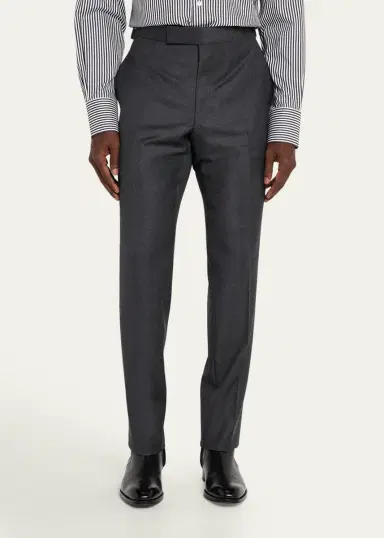 Tom Ford Men's Wool Sharkskin Flat-Front Pants | Thumbnail 4 Tom Ford Men's Wool Sharkskin Flat-Front Pants | Thumbnail 4