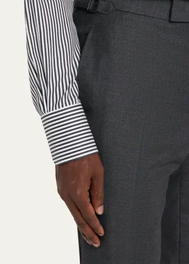 Tom Ford Men's Wool Sharkskin Flat-Front Pants | Thumbnail 5 Tom Ford Men's Wool Sharkskin Flat-Front Pants | Thumbnail 5