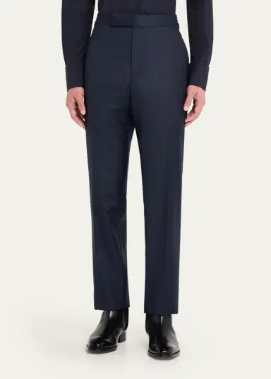 Tom Ford Men's Wool Sharkskin Flat-Front Pants | Thumbnail 8 Tom Ford Men's Wool Sharkskin Flat-Front Pants | Thumbnail 8