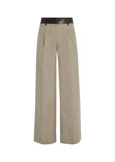 Christopher Esber Tropical Wool Leather-Waisted Wide-Leg Trousers | Thumbnail 1 Christopher Esber Tropical Wool Leather-Waisted Wide-Leg Trousers | Thumbnail 1