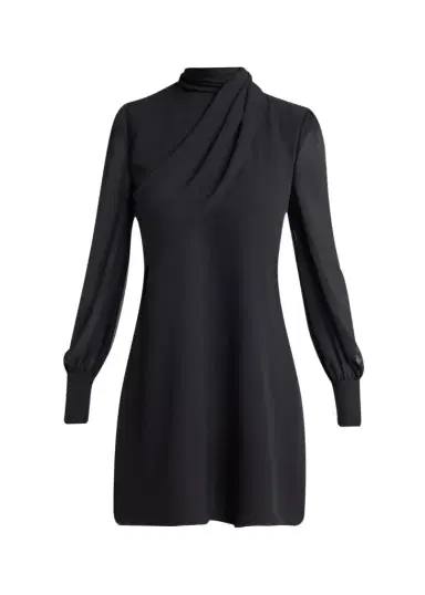 Valentino Garavani Mock-Neck Draped Silk Georgette Mini Dress | Thumbnail 1 Valentino Garavani Mock-Neck Draped Silk Georgette Mini Dress | Thumbnail 1