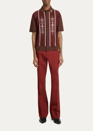 AMIRI Men's Abstract Paneled Wool-Blend Short-Sleeve Shirt | Thumbnail 2 AMIRI Men's Abstract Paneled Wool-Blend Short-Sleeve Shirt | Thumbnail 2