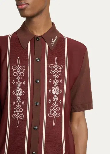 AMIRI Men's Abstract Paneled Wool-Blend Short-Sleeve Shirt | Thumbnail 5 AMIRI Men's Abstract Paneled Wool-Blend Short-Sleeve Shirt | Thumbnail 5