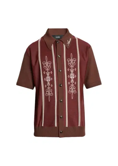 AMIRI Men's Abstract Paneled Wool-Blend Short-Sleeve Shirt | Thumbnail 1 AMIRI Men's Abstract Paneled Wool-Blend Short-Sleeve Shirt | Thumbnail 1