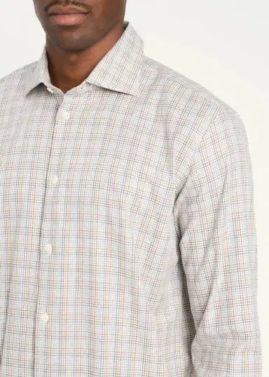 Baldassari Men's Santini Micro-Check Cotton Shirt | Thumbnail 5 Baldassari Men's Santini Micro-Check Cotton Shirt | Thumbnail 5