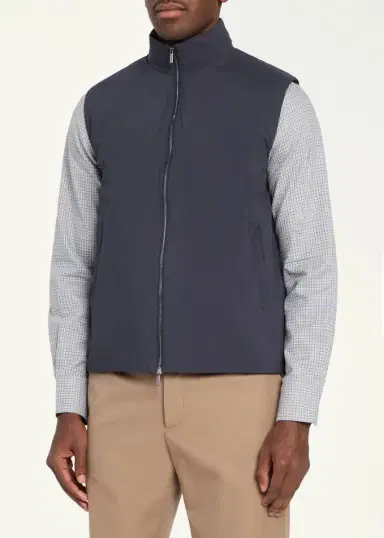 Baldassari Stand Collar Cotton Vest | Thumbnail 4 Baldassari Stand Collar Cotton Vest | Thumbnail 4