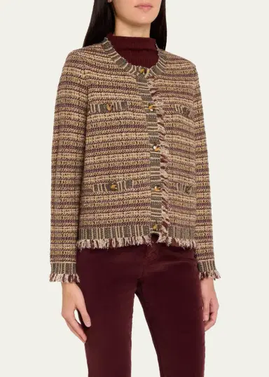 Veronica Beard Sariyah Striped Wool-Blend Knit Jacket | Thumbnail 4 Veronica Beard Sariyah Striped Wool-Blend Knit Jacket | Thumbnail 4