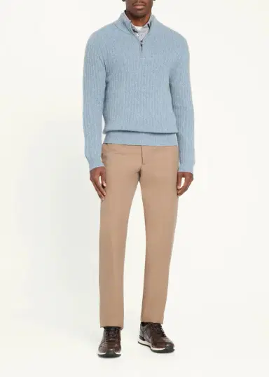 Baldassari Men's Canova Cotton Rib-Knit Half-Zip Sweater | Thumbnail 2 Baldassari Men's Canova Cotton Rib-Knit Half-Zip Sweater | Thumbnail 2