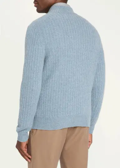 Baldassari Men's Canova Cotton Rib-Knit Half-Zip Sweater | Thumbnail 3 Baldassari Men's Canova Cotton Rib-Knit Half-Zip Sweater | Thumbnail 3