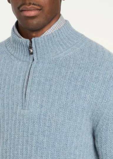 Baldassari Men's Canova Cotton Rib-Knit Half-Zip Sweater | Thumbnail 5 Baldassari Men's Canova Cotton Rib-Knit Half-Zip Sweater | Thumbnail 5