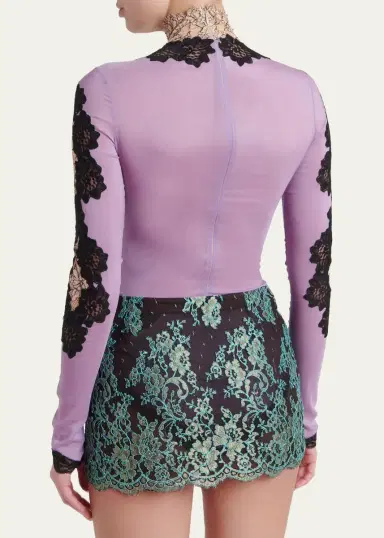 Valentino Garavani Lace & Jersey Turtleneck Bodysuit | Thumbnail 3 Valentino Garavani Lace & Jersey Turtleneck Bodysuit | Thumbnail 3