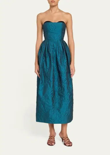 Ulla Johnson Katerina Strapless Jacquard Midi Dress | Thumbnail 2 Ulla Johnson Katerina Strapless Jacquard Midi Dress | Thumbnail 2