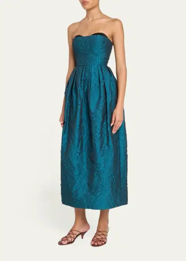 Ulla Johnson Katerina Strapless Jacquard Midi Dress | Thumbnail 4 Ulla Johnson Katerina Strapless Jacquard Midi Dress | Thumbnail 4