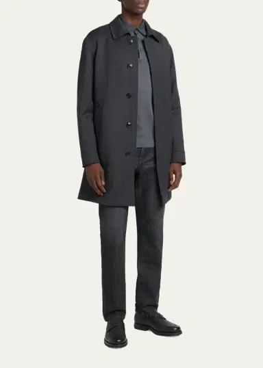 Zegna Men's Wool Melange Overcoat | Thumbnail 2 Zegna Men's Wool Melange Overcoat | Thumbnail 2
