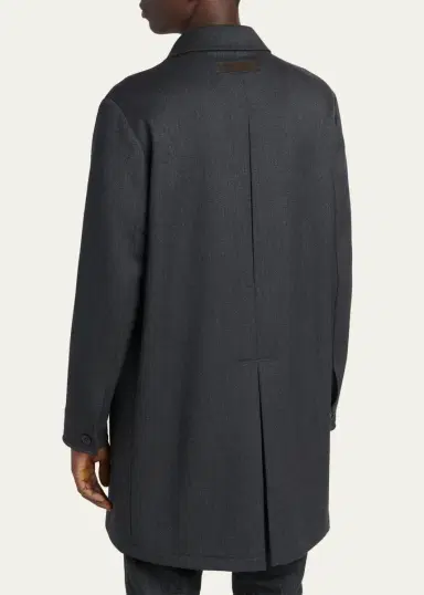 Zegna Men's Wool Melange Overcoat | Thumbnail 3 Zegna Men's Wool Melange Overcoat | Thumbnail 3