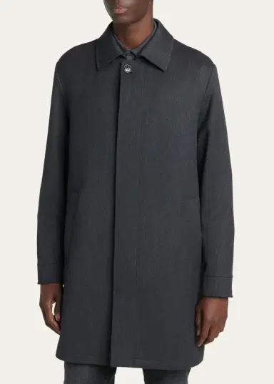 Zegna Men's Wool Melange Overcoat | Thumbnail 4 Zegna Men's Wool Melange Overcoat | Thumbnail 4