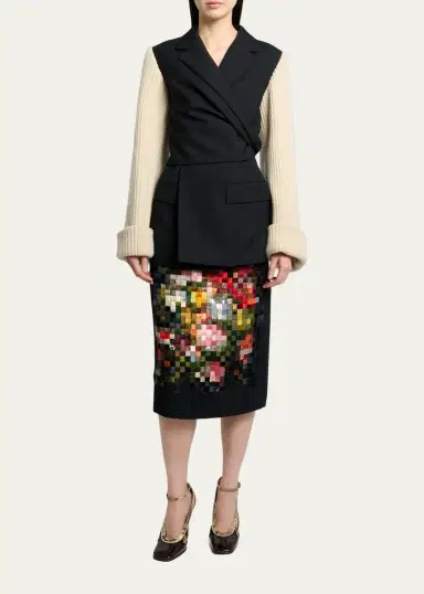 Dries Van Noten Beline Knit-Sleeves Wrap Blazer Jacket | Thumbnail 2 Dries Van Noten Beline Knit-Sleeves Wrap Blazer Jacket | Thumbnail 2