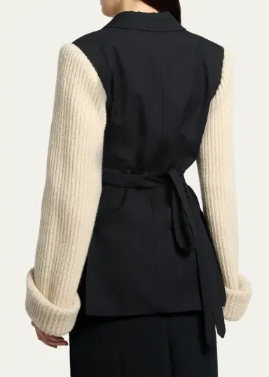 Dries Van Noten Beline Knit-Sleeves Wrap Blazer Jacket | Thumbnail 3 Dries Van Noten Beline Knit-Sleeves Wrap Blazer Jacket | Thumbnail 3