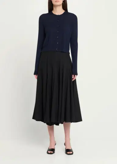 Jason Wu Collection Striped-Panel Merino Wool Knit Crewneck Cardigan | Thumbnail 2 Jason Wu Collection Striped-Panel Merino Wool Knit Crewneck Cardigan | Thumbnail 2