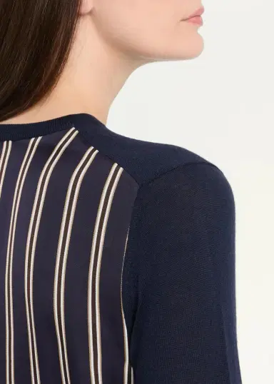 Jason Wu Collection Striped-Panel Merino Wool Knit Crewneck Cardigan | Thumbnail 5 Jason Wu Collection Striped-Panel Merino Wool Knit Crewneck Cardigan | Thumbnail 5