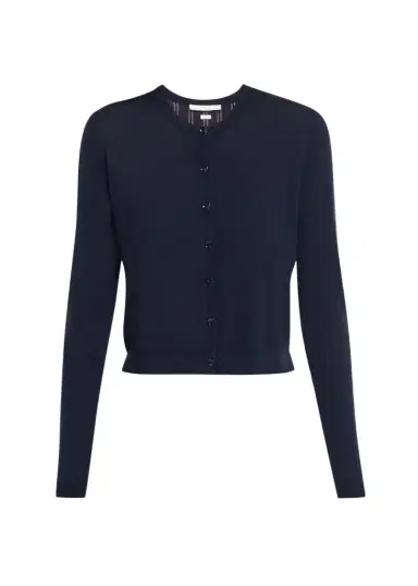 Jason Wu Collection Striped-Panel Merino Wool Knit Crewneck Cardigan | Thumbnail 1 Jason Wu Collection Striped-Panel Merino Wool Knit Crewneck Cardigan | Thumbnail 1