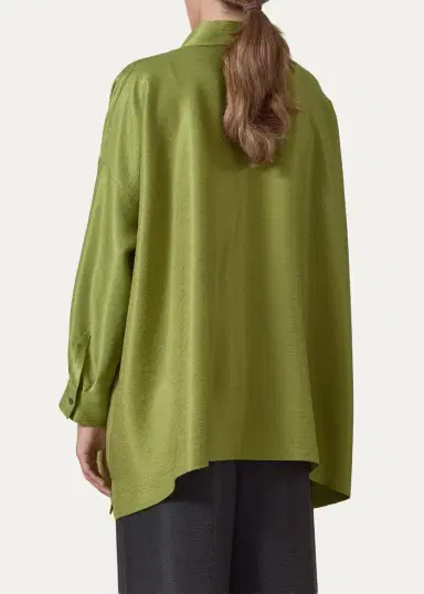 Eskandar Wide A-Line Shirt With collar - Long Length | Thumbnail 3 Eskandar Wide A-Line Shirt With collar - Long Length | Thumbnail 3