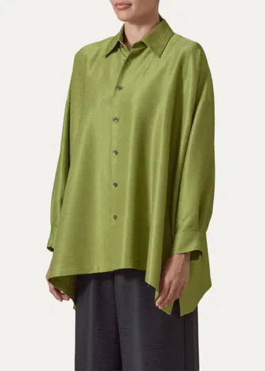 Eskandar Wide A-Line Shirt With collar - Long Length | Thumbnail 4 Eskandar Wide A-Line Shirt With collar - Long Length | Thumbnail 4