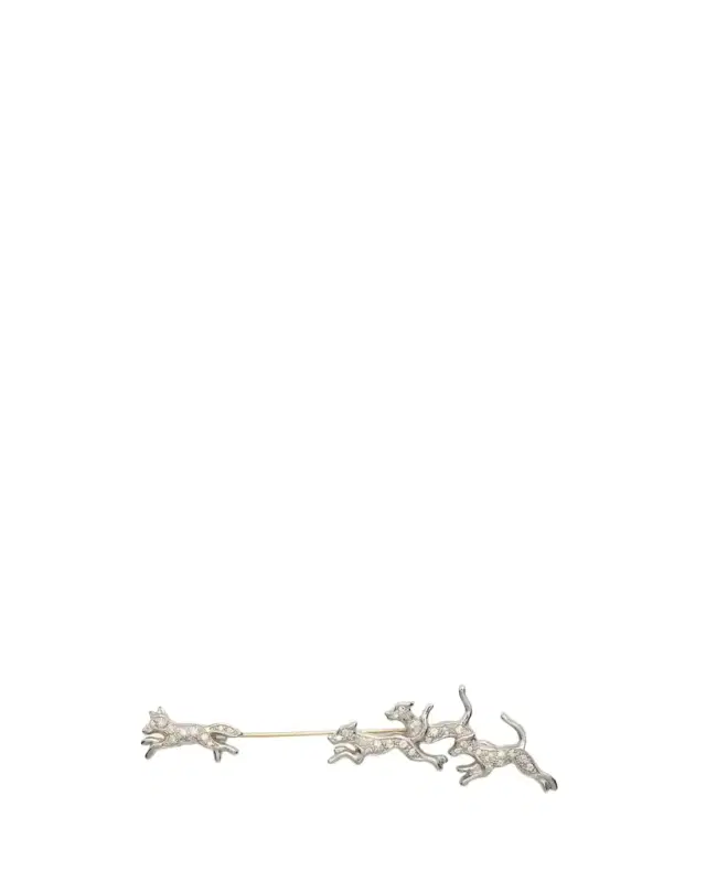 Men's 14K White Gold, Platinum & Diamond Fox-Hunting Lapel Pin Men's 14K White Gold, Platinum & Diamond Fox-Hunting Lapel Pin
