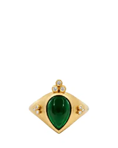 L’Atelier Nawbar 18K Armour Drop Emerald and Diamond Ring | Thumbnail 1 L’Atelier Nawbar 18K Armour Drop Emerald and Diamond Ring | Thumbnail 1