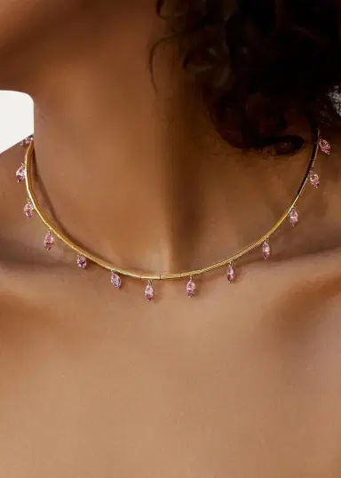 Emily P. Wheeler 18K Yellow Gold & Pink Sapphire Tilly Fringe Collar Necklace | Thumbnail 2 Emily P. Wheeler 18K Yellow Gold & Pink Sapphire Tilly Fringe Collar Necklace | Thumbnail 2