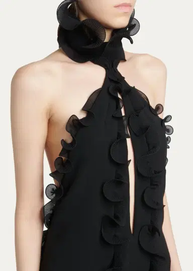 Tom Ford Silk Crepe Ruffled Halter Evening Dress | Thumbnail 5 Tom Ford Silk Crepe Ruffled Halter Evening Dress | Thumbnail 5