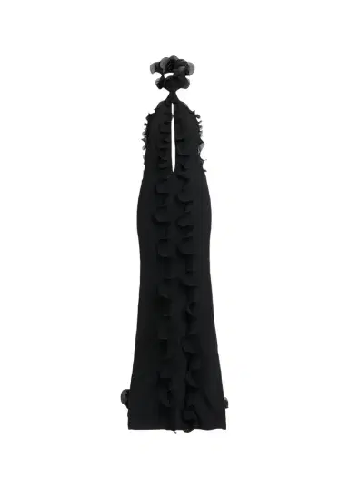 Tom Ford Silk Crepe Ruffled Halter Evening Dress | Thumbnail 1 Tom Ford Silk Crepe Ruffled Halter Evening Dress | Thumbnail 1