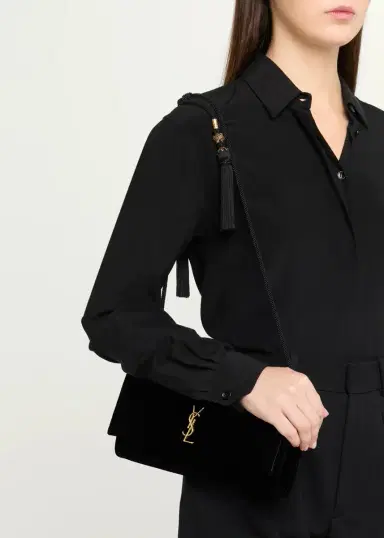 Saint Laurent Kate YSL Velvet Shoulder Bag | Thumbnail 2 Saint Laurent Kate YSL Velvet Shoulder Bag | Thumbnail 2