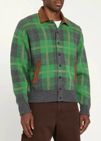 Guest In Residence Men's Plaid Wool-Cashmere Bomber Jacket | Thumbnail 4 Guest In Residence Men's Plaid Wool-Cashmere Bomber Jacket | Thumbnail 4