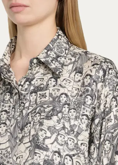 Heirlome x Angelica Morales Gomez Printed Silk Twill Oversized Button-Down Shirt | Thumbnail 5 Heirlome x Angelica Morales Gomez Printed Silk Twill Oversized Button-Down Shirt | Thumbnail 5