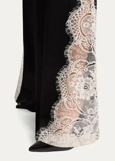Alice + Olivia Olivia Lace-Trim Satin Wide-Leg Pants | Thumbnail 5 Alice + Olivia Olivia Lace-Trim Satin Wide-Leg Pants | Thumbnail 5