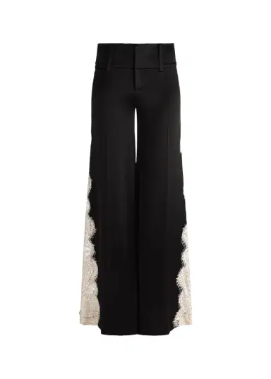 Alice + Olivia Olivia Lace-Trim Satin Wide-Leg Pants | Thumbnail 1 Alice + Olivia Olivia Lace-Trim Satin Wide-Leg Pants | Thumbnail 1
