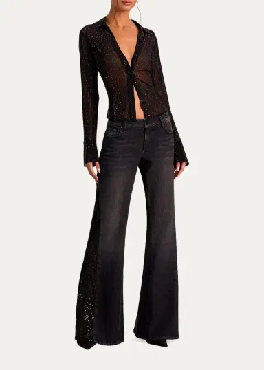 Alice + Olivia Freya Embellished Sheer Top | Thumbnail 2 Alice + Olivia Freya Embellished Sheer Top | Thumbnail 2