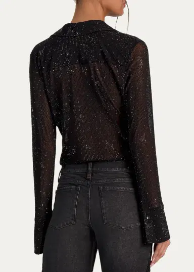 Alice + Olivia Freya Embellished Sheer Top | Thumbnail 3 Alice + Olivia Freya Embellished Sheer Top | Thumbnail 3