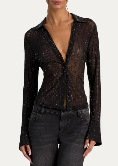 Alice + Olivia Freya Embellished Sheer Top | Thumbnail 4 Alice + Olivia Freya Embellished Sheer Top | Thumbnail 4
